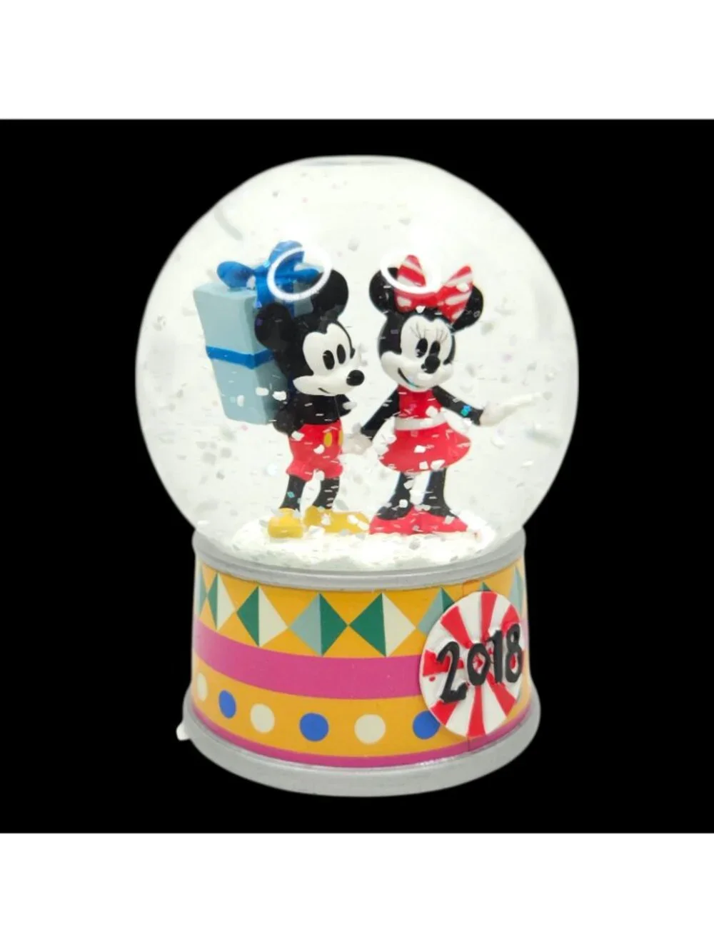 Disney Mickey and Minnie Mouse 2018 Holiday Snow Globe Collectible Original Box
